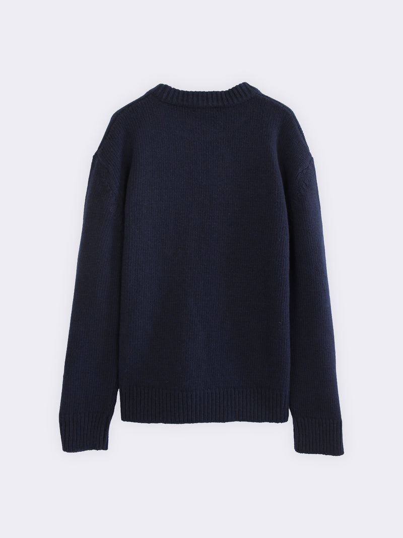 Boxy crew-neck sweater in pure wool
