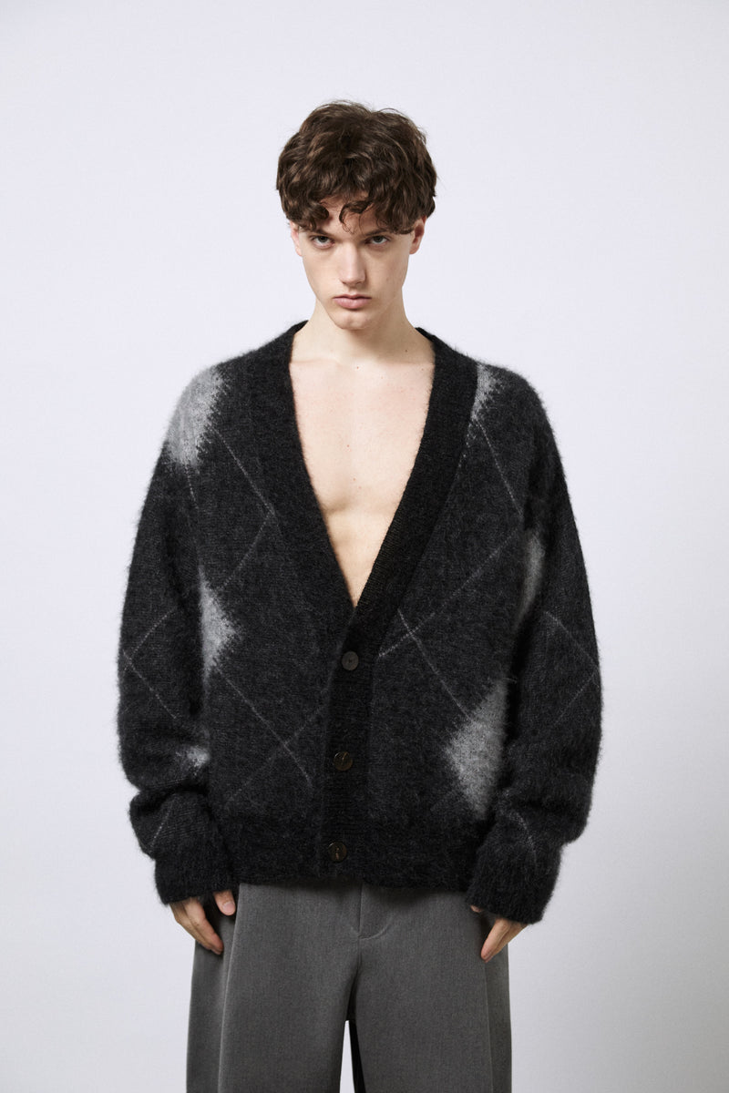 Cardigan aus Superkid-Mohair mit Argyle-Muster