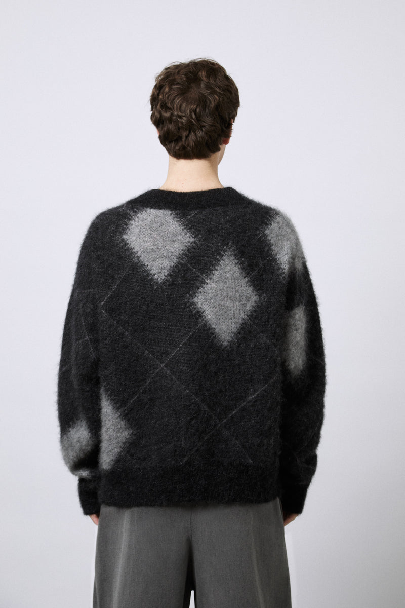 Cardigan aus Superkid-Mohair mit Argyle-Muster