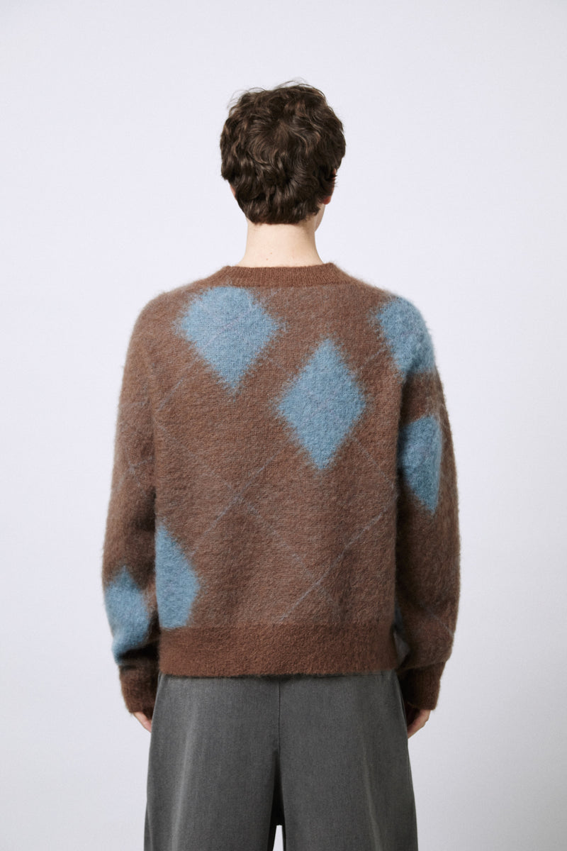 Cardigan aus Superkid-Mohair mit Argyle-Muster