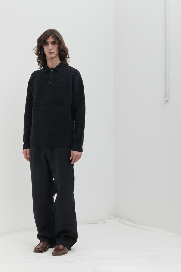 Polo in punto canestro in Cashmere e Lana