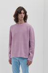 Brushed crew neck in buttoned Merino wool