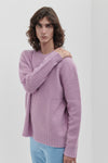 Brushed crew neck in buttoned Merino wool