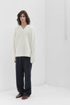 Scollo a V in punto canestro in Cashmere e Lana