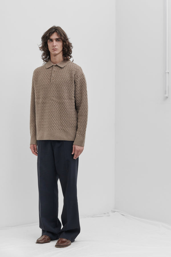 Polo in punto canestro in Cashmere e Lana