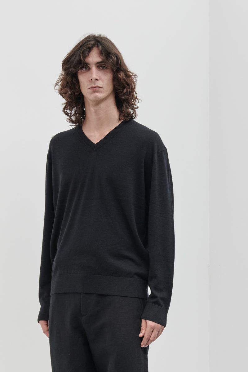 Scollo a V in Lana Merino extrafine e Cotone organico