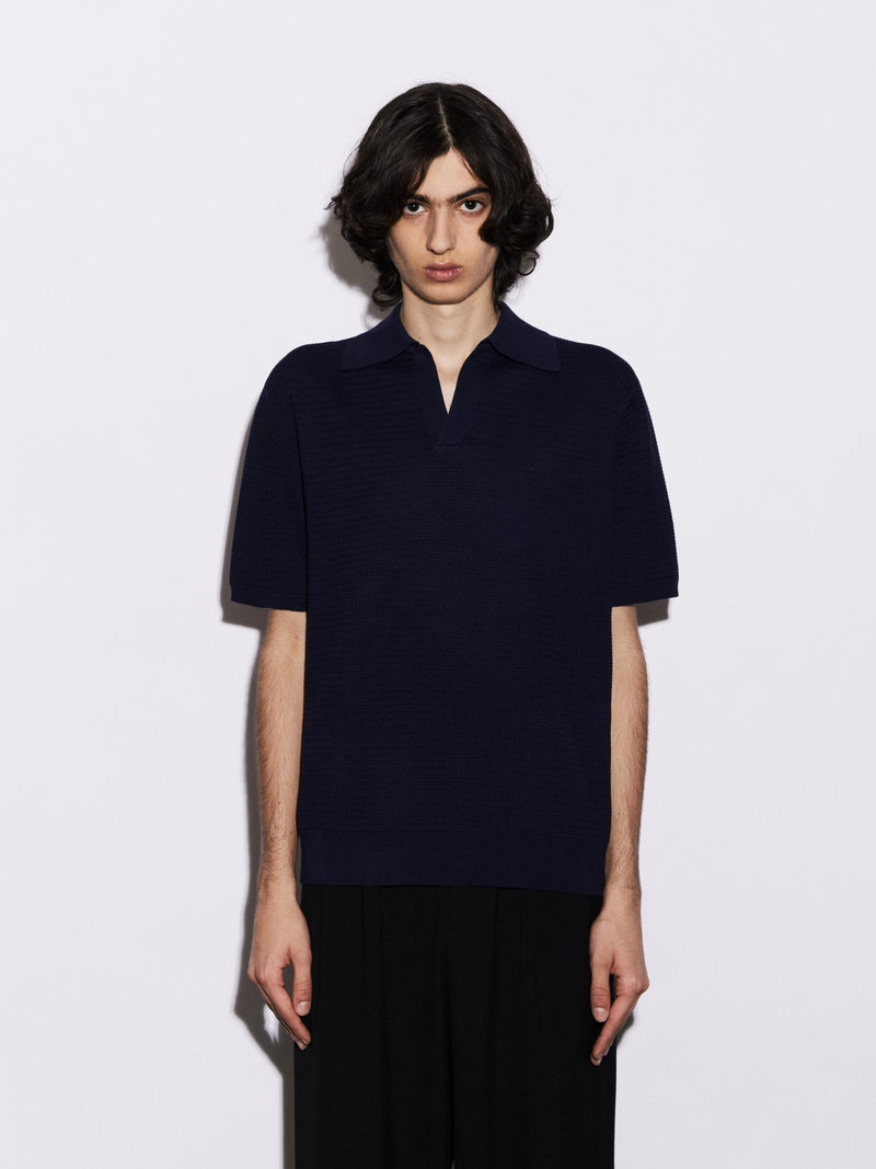 Polo senza bottoni in Cotone leggero con struttura
