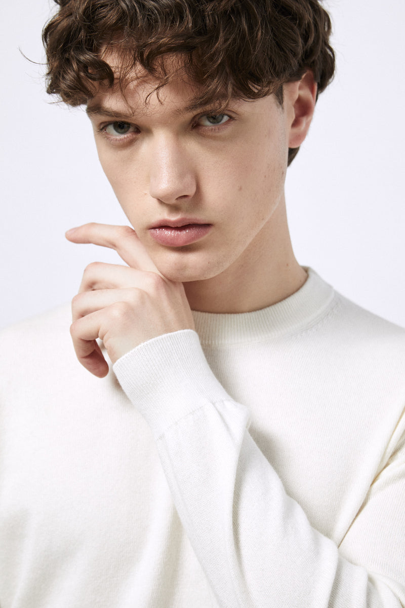 Cotton and Cashmere Crew Neck Sweater