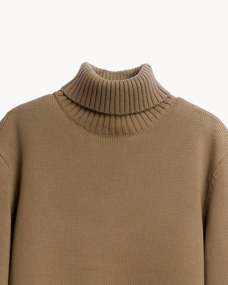 Dolcevita in Maglia Rasata in Cotone