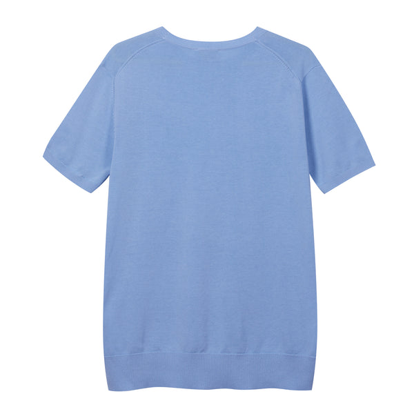 T-Shirt in maglia in Cotone Leggero - Variante Celeste - Immagine 4