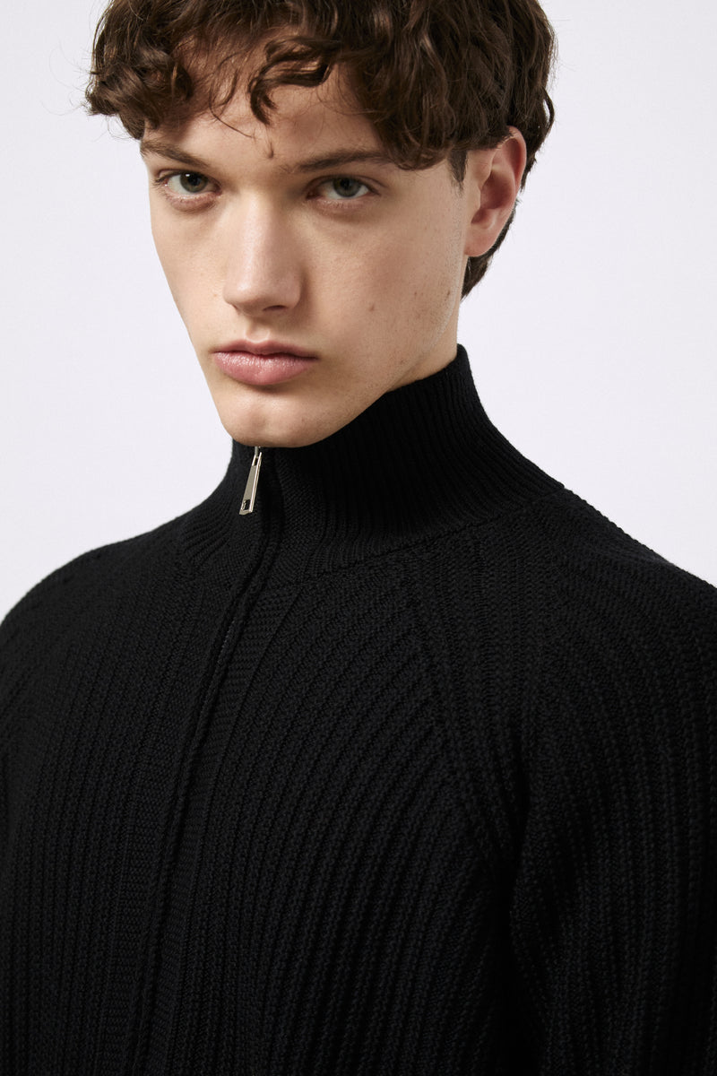 Giacca zip in Lana Merino extrafine