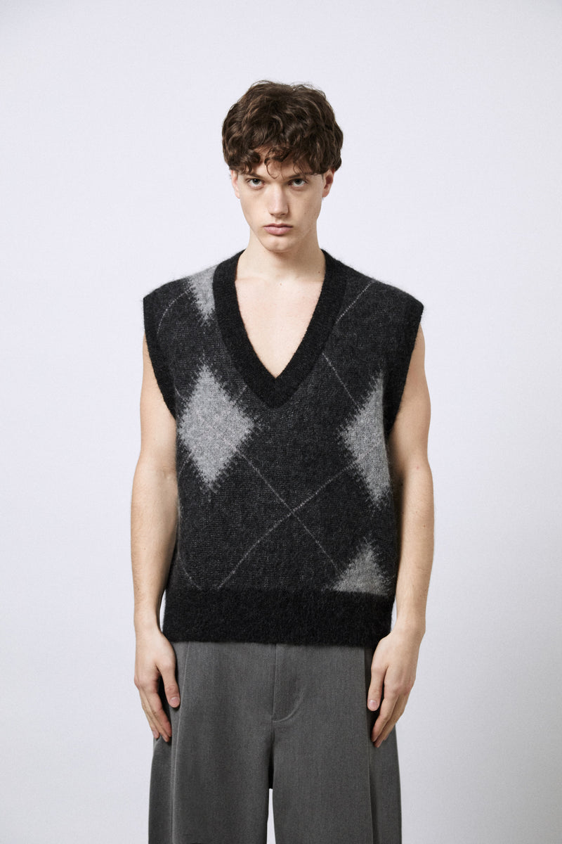 Argyle-Weste aus Superkid-Mohair