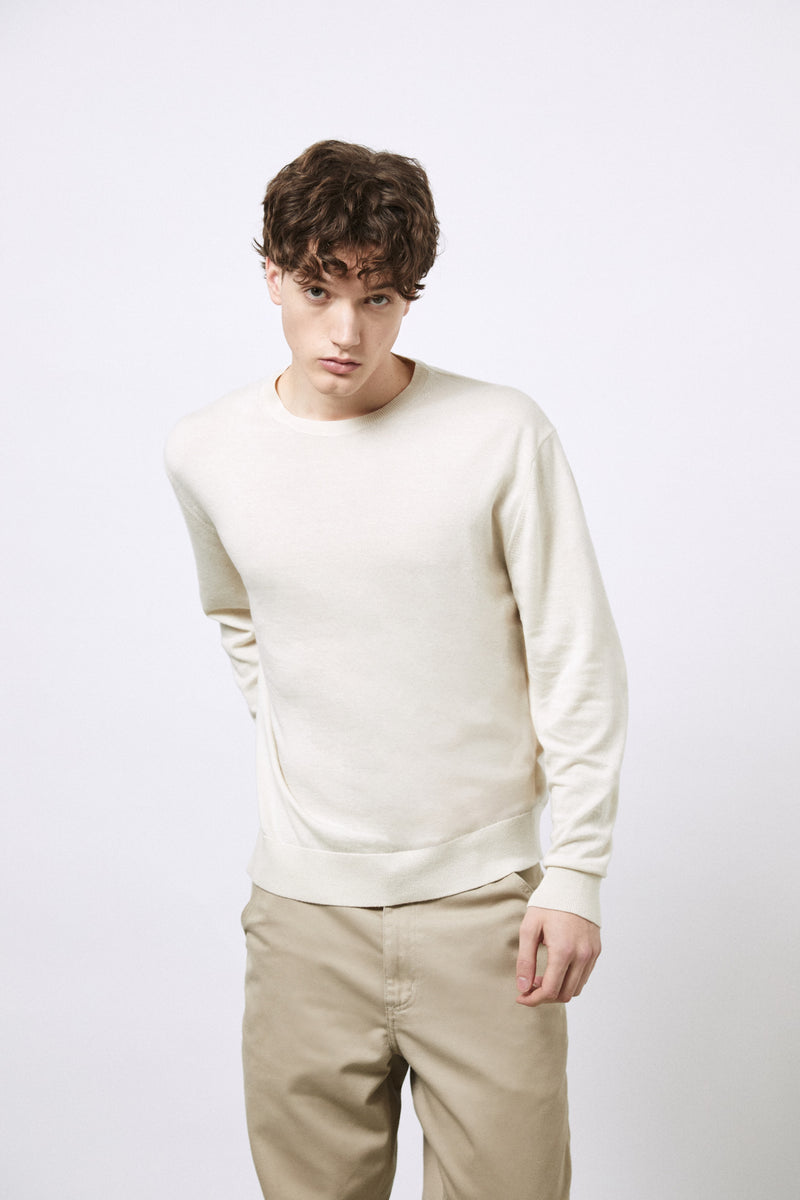 Girocollo in Lana Merino extrafine e Cotone organico