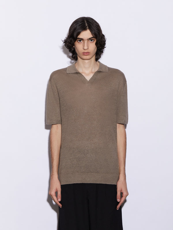 Polo senza bottoni in Lino