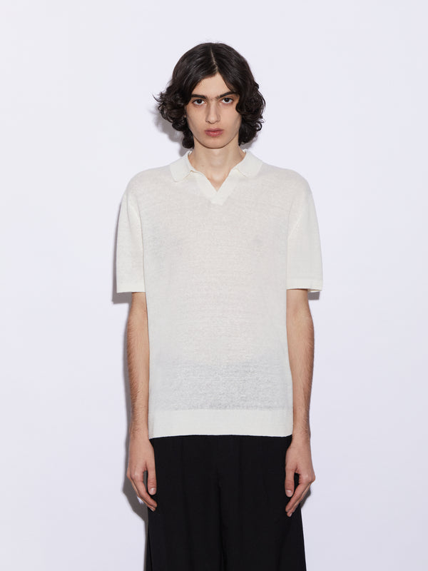 Polo senza bottoni in Lino