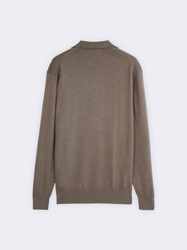 Buttonless polo shirt in extra-fine Merino wool