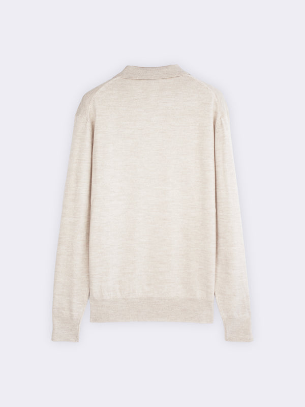 Buttonless polo shirt in extra-fine Merino wool