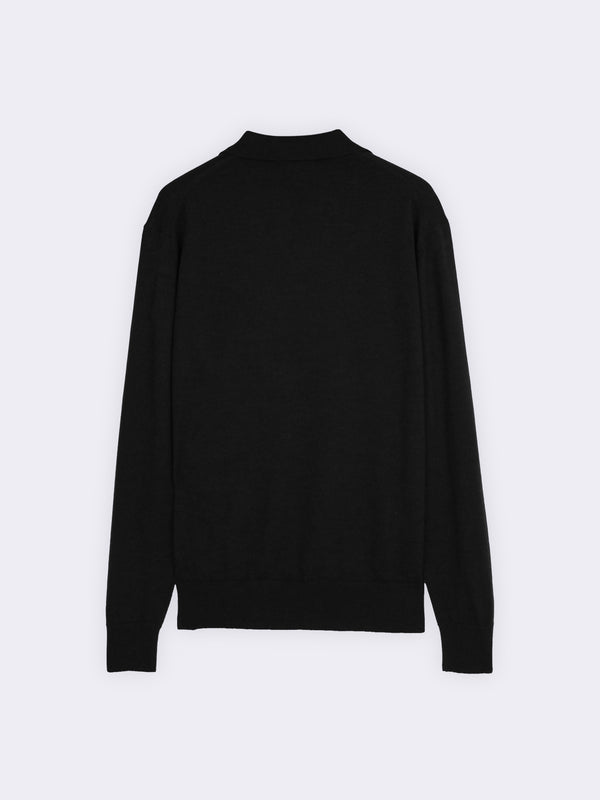 Buttonless polo shirt in extra-fine Merino wool