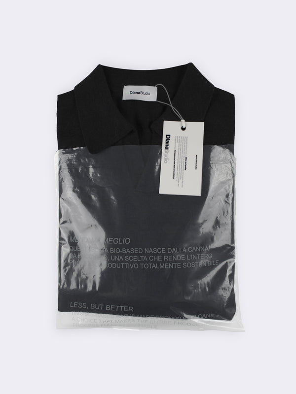 Buttonless polo shirt in extra-fine Merino wool