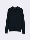 Buttonless polo shirt in extra-fine Merino wool