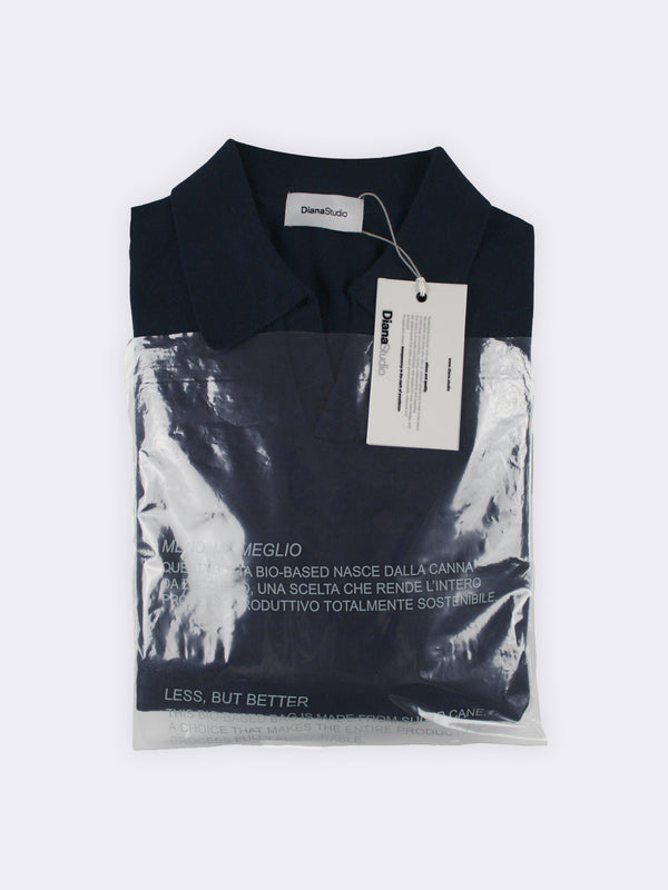 Buttonless polo shirt in extra-fine Merino wool
