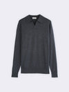 Buttonless polo shirt in extra-fine Merino wool