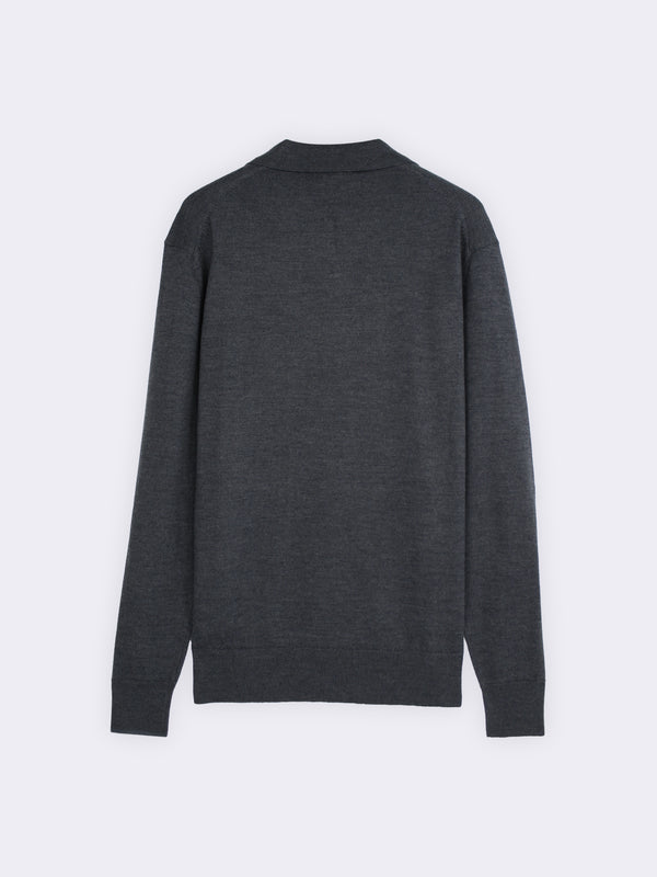 Buttonless polo shirt in extra-fine Merino wool