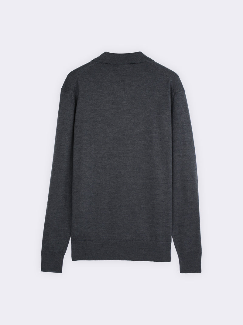 Buttonless polo shirt in extra-fine Merino wool