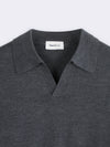 Buttonless polo shirt in extra-fine Merino wool