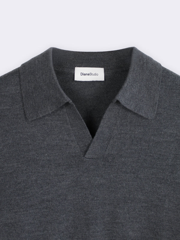 Buttonless polo shirt in extra-fine Merino wool