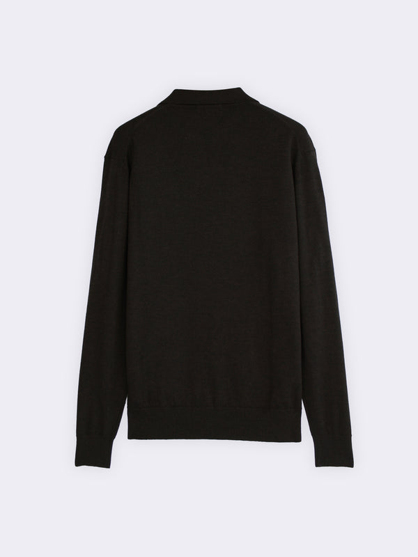 Buttonless polo shirt in extra-fine Merino wool