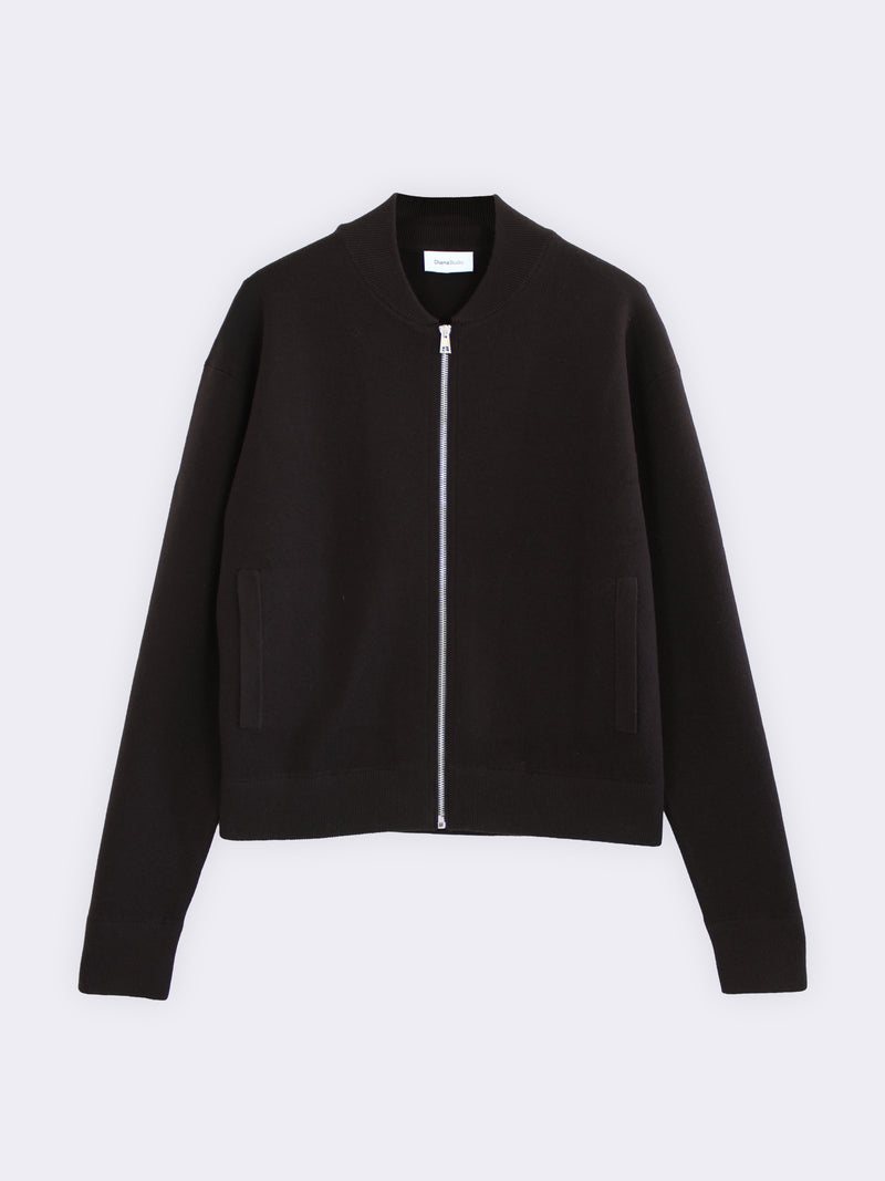 Merino Wool Milano Knit Bomber Jacket