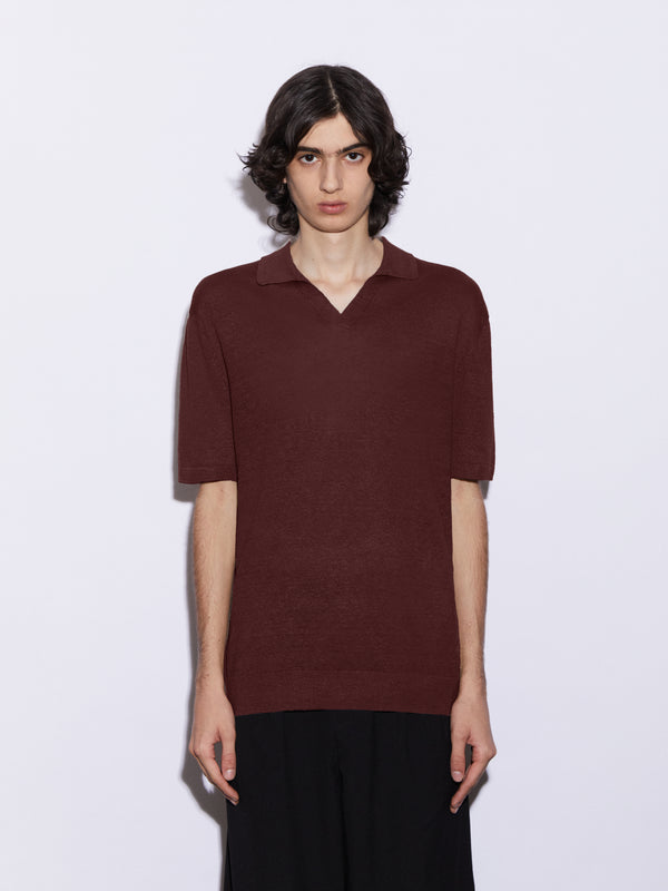 Polo senza bottoni in Lino