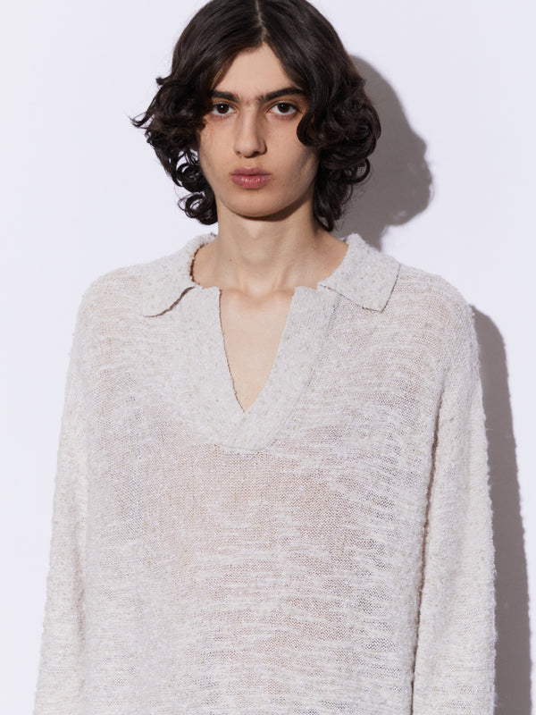 Oversized polo shirt with brushed finish