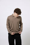 Buttonless polo shirt in extra-fine Merino wool