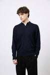 Buttonless polo shirt in extra-fine Merino wool
