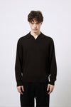 Buttonless polo shirt in extra-fine Merino wool