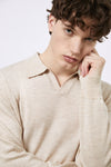 Buttonless polo shirt in extra-fine Merino wool