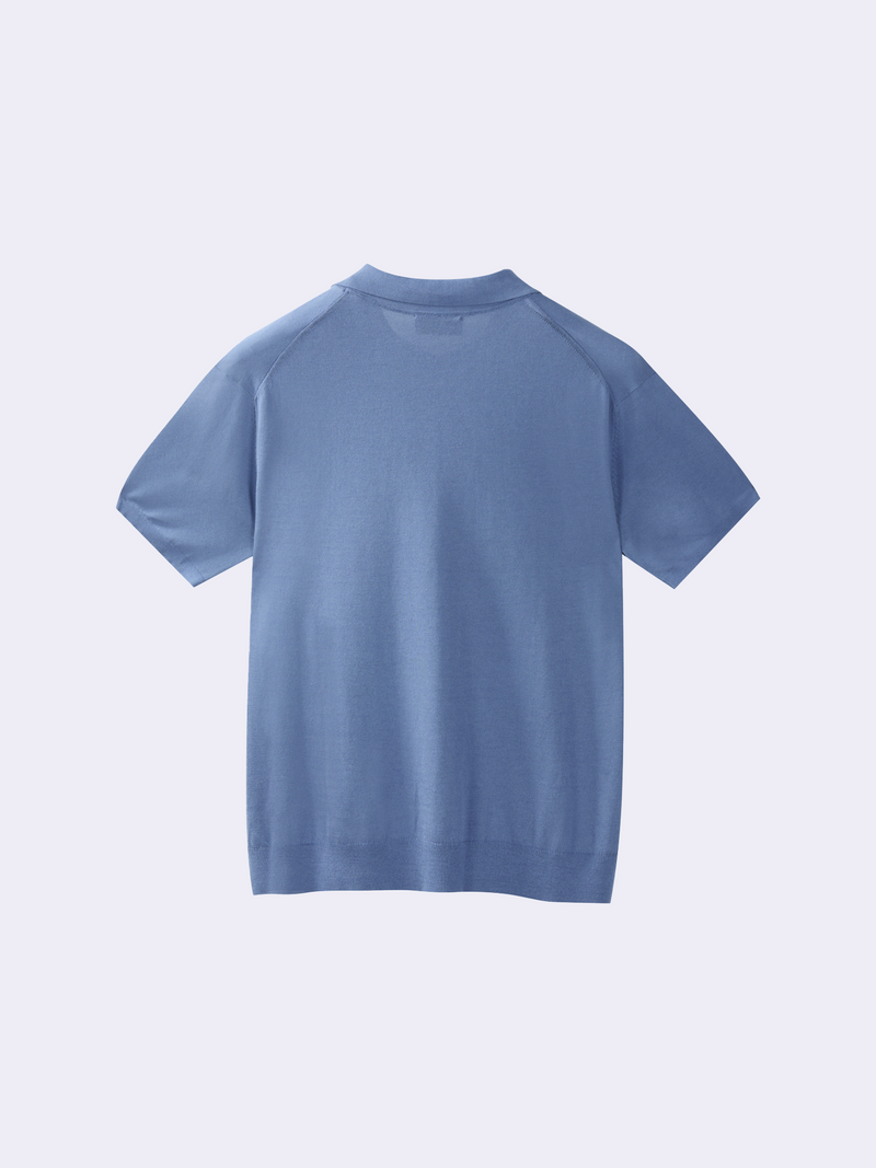 Polo con scollo a V in Cotone e Seta