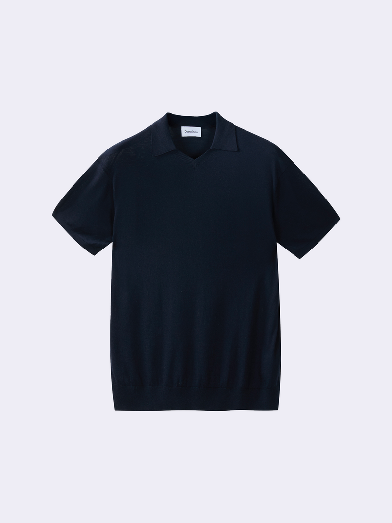 Polo con scollo a V in Cotone e Seta