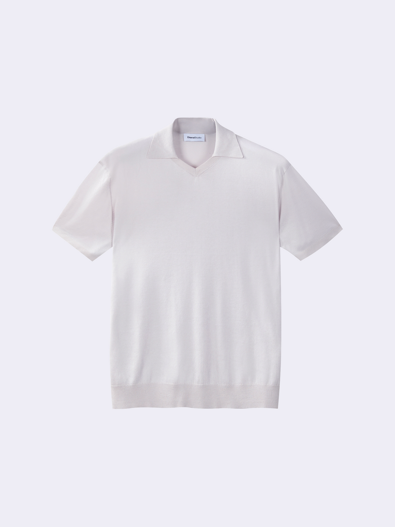 Polo con scollo a V in Cotone e Seta