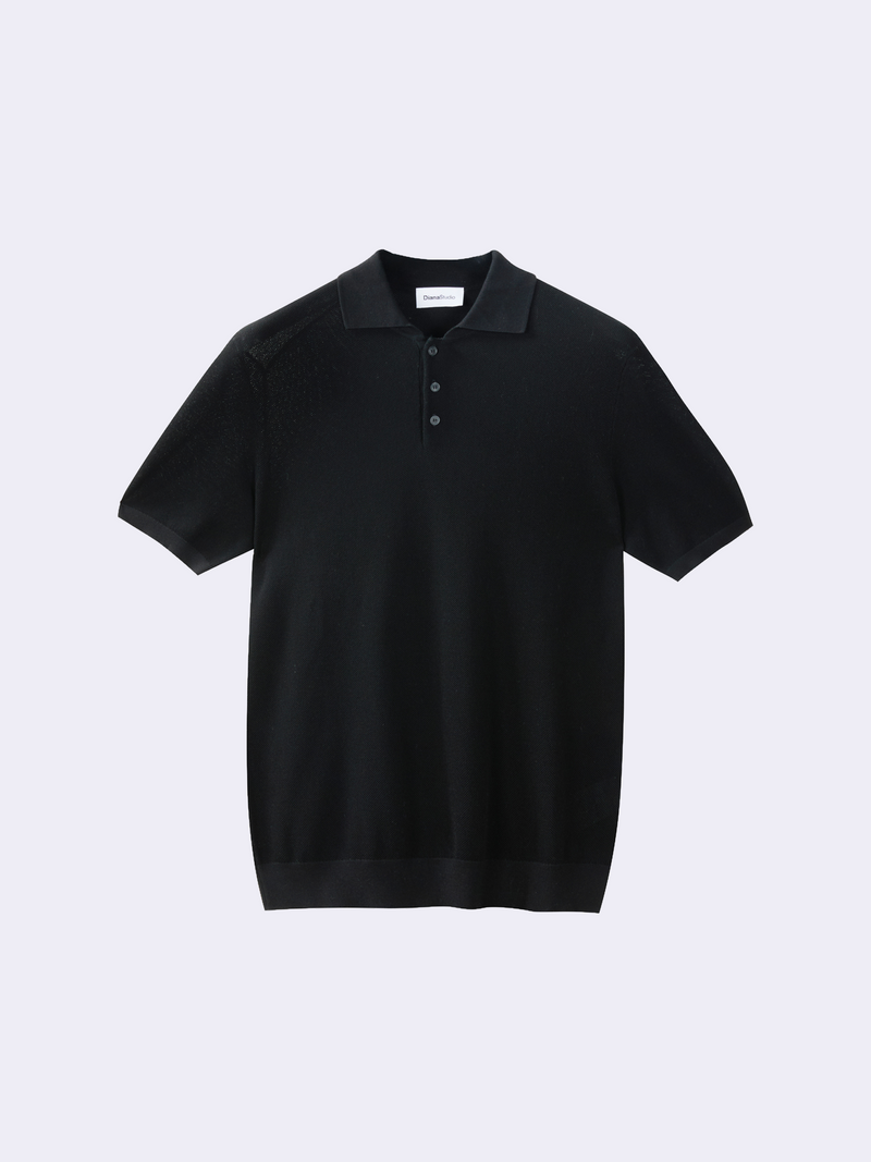 Polo in Cotone crêpe con microstruttura