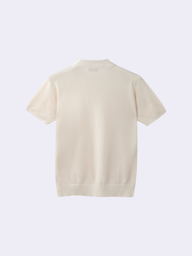 Polo in Cotone crêpe con microstruttura