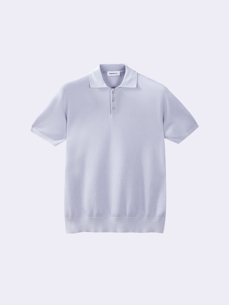 Polo in Cotone crêpe con microstruttura