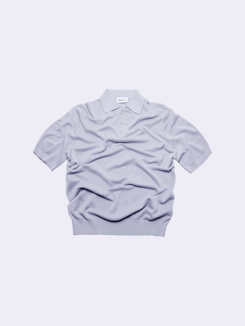 Polo in Cotone crêpe con microstruttura