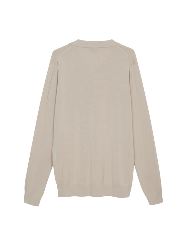 Polo senza bottoni a Maniche Lunghe in Cotone Leggero