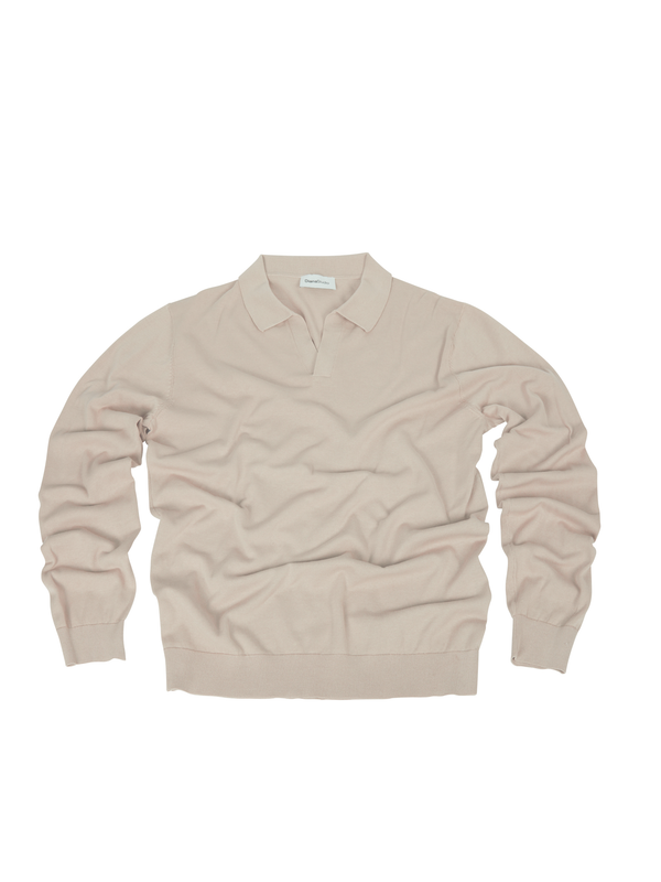 Polo senza bottoni a Maniche Lunghe in Cotone Leggero