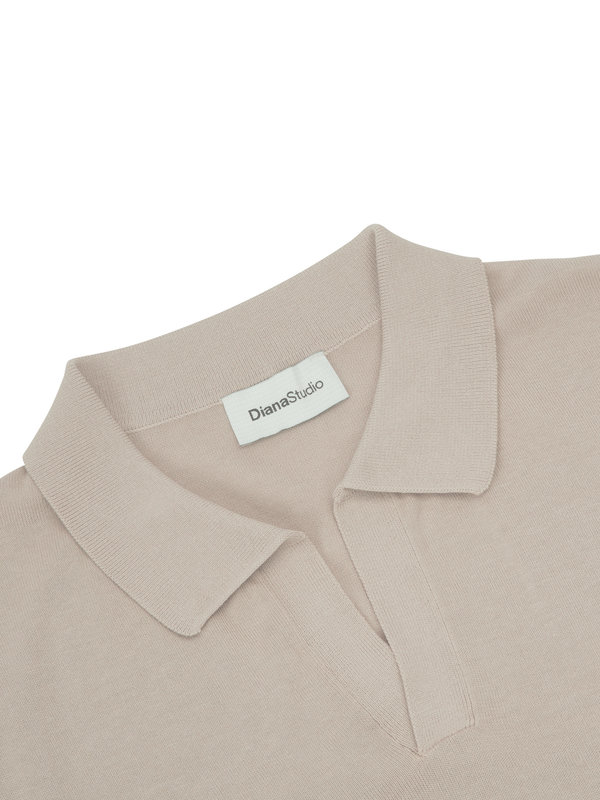 Polo senza bottoni a Maniche Lunghe in Cotone Leggero