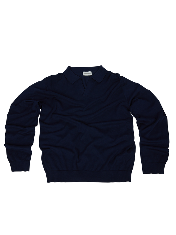 Polo senza bottoni a Maniche Lunghe in Cotone Leggero