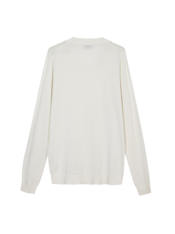 Polo senza bottoni a Maniche Lunghe in Cotone Leggero